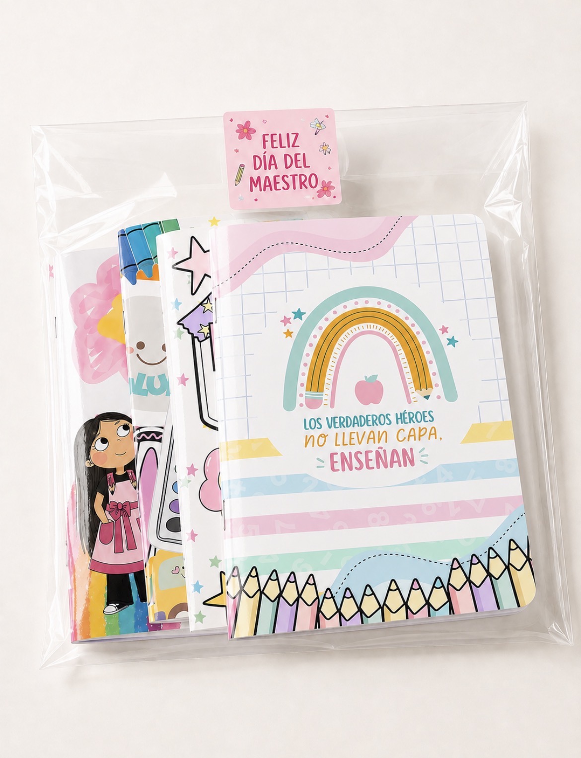 Set de cuatro cuadernos para el Día del Maestro listo para regalar