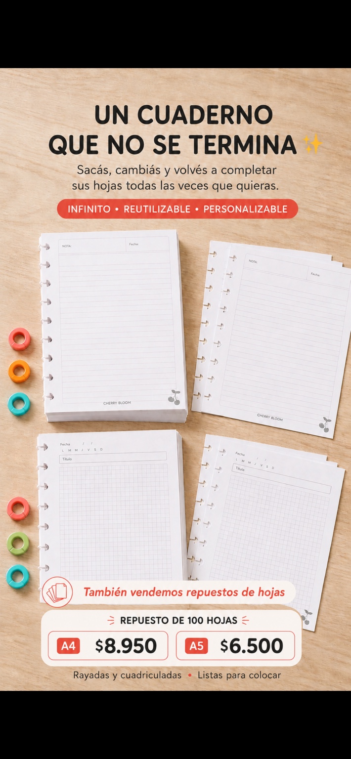 Repuestos de 100 hojas Cherry Bloom con precios
